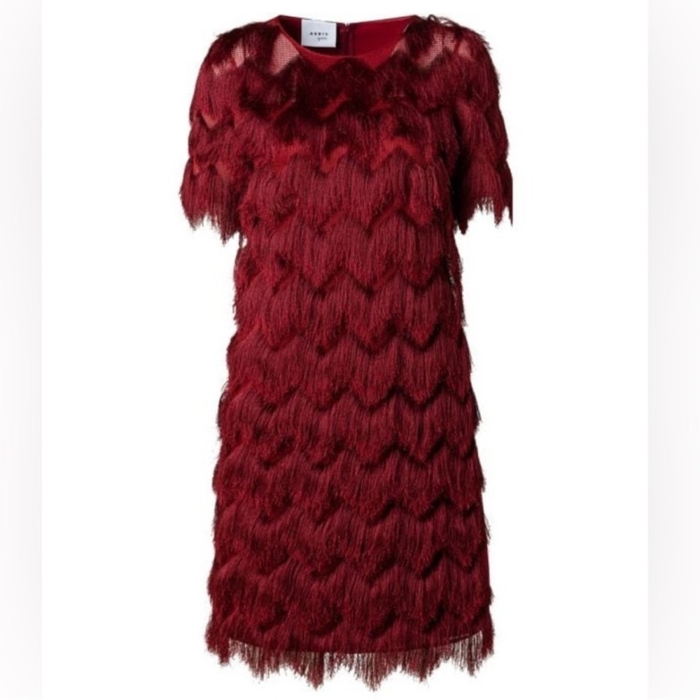 AKRIS PUNTO ZIGZAG LAYERED FRINGE SHEATH DRESS 6 - BNWT!